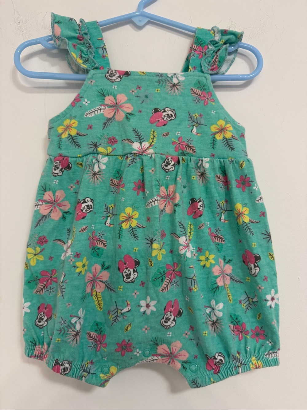 Disney Teal Floral Minnie Mouse Romper